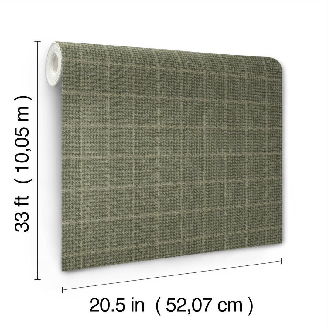 Prescott Dark Green Glen Check Wallpaper by Chesapeake Designer