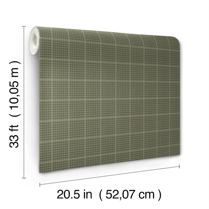Prescott Dark Green Glen Check Wallpaper by Chesapeake Designer