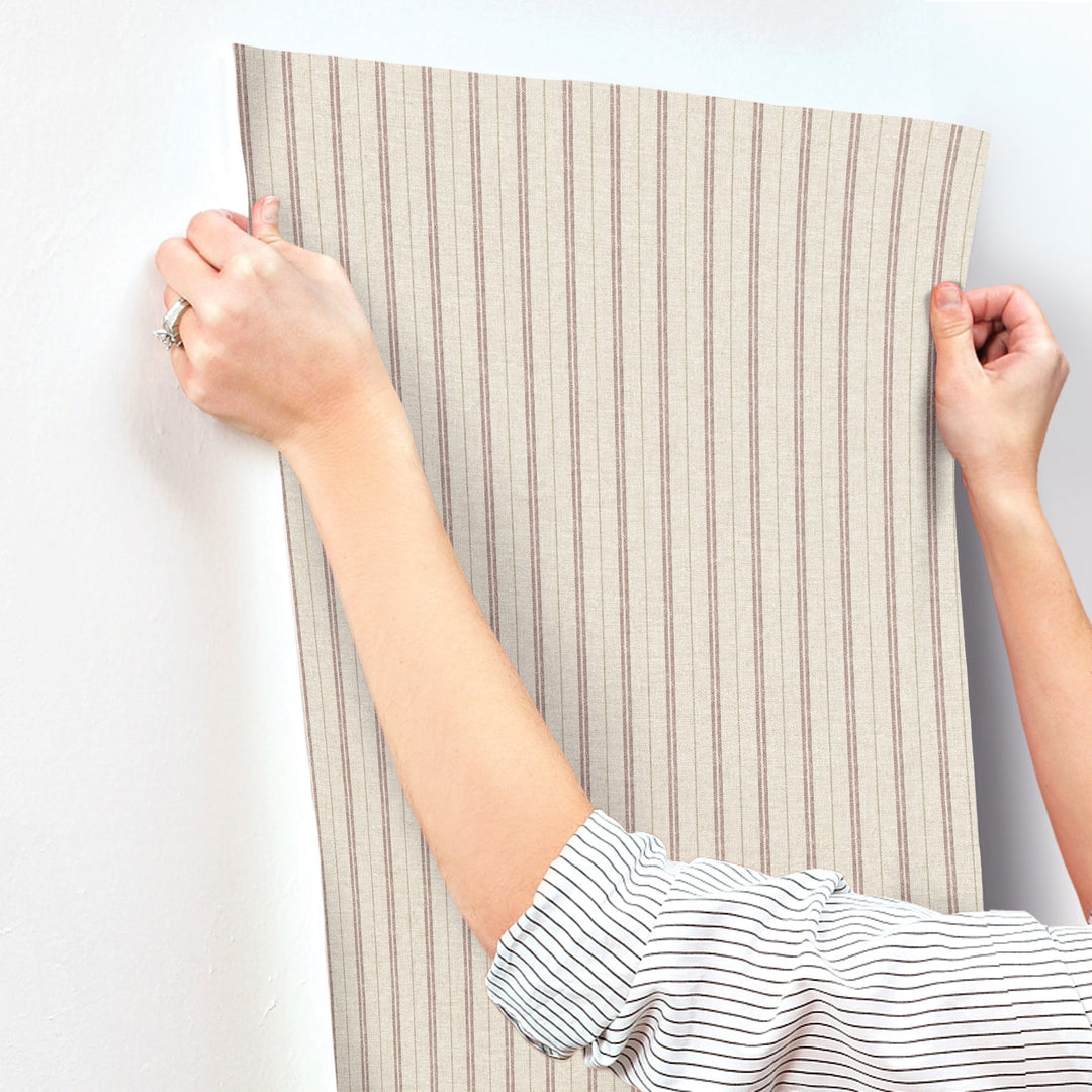 Harville Maroon Double Stripe Wallpaper by Chesapeake Designer