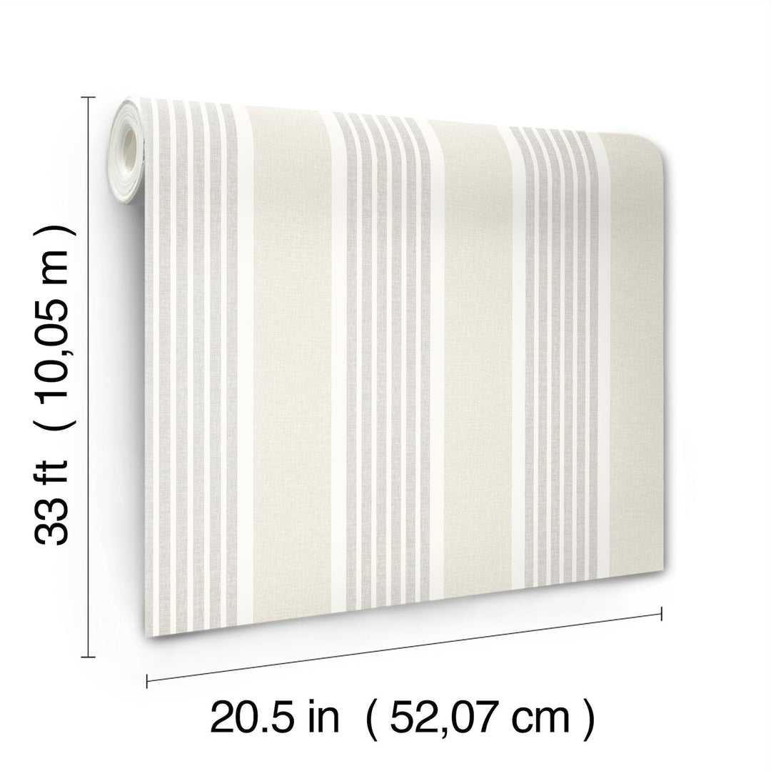 Bingley Light Grey Embellished Stripe Wallpaper by Chesapeake Designer
