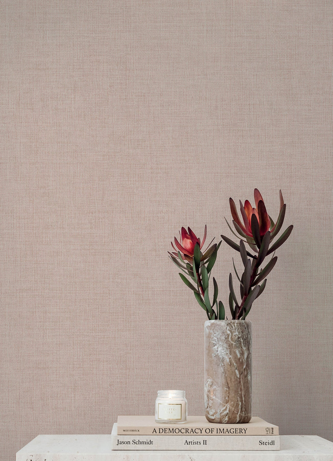 Alba Blush Open Weave Wallpaper by A-Street Prints Designer