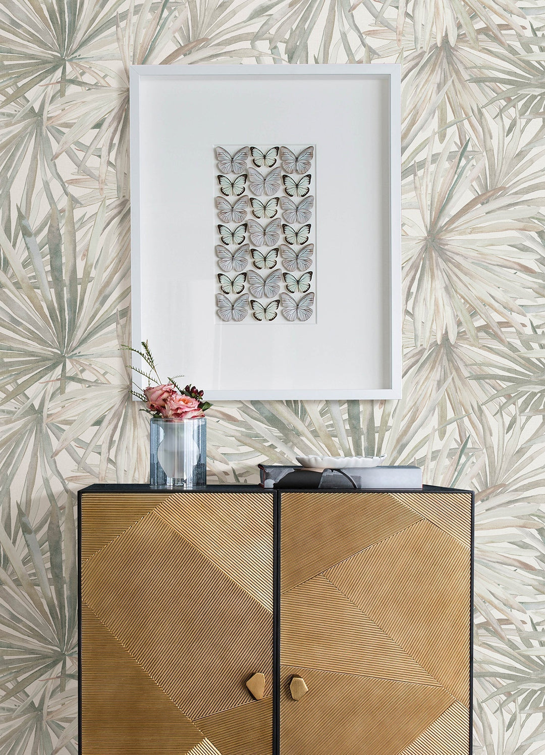 Corifa Cream Palm Leaf Wallpaper by A-Street Prints Designer