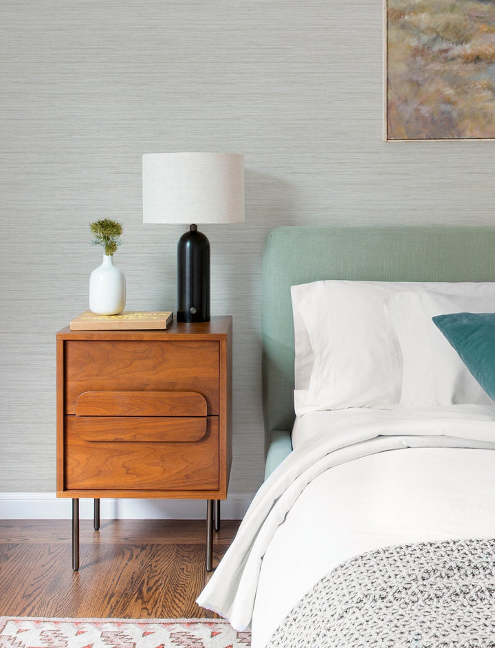 Barnaby Off-White Faux Grasscloth Wallpaper by A-Street Prints Designer