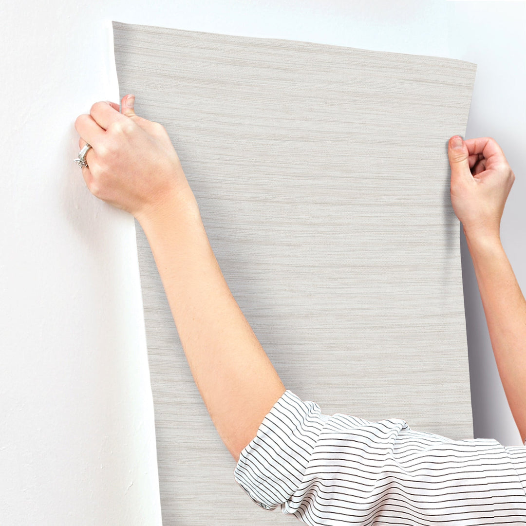 Barnaby Off-White Faux Grasscloth Wallpaper by A-Street Prints Designer