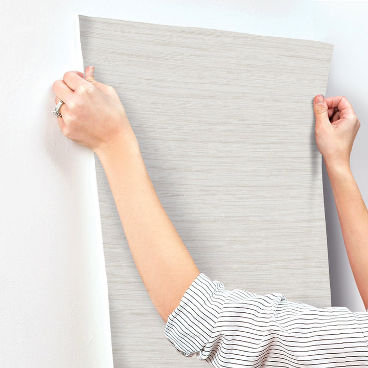 Barnaby Off-White Faux Grasscloth Wallpaper by A-Street Prints Designer