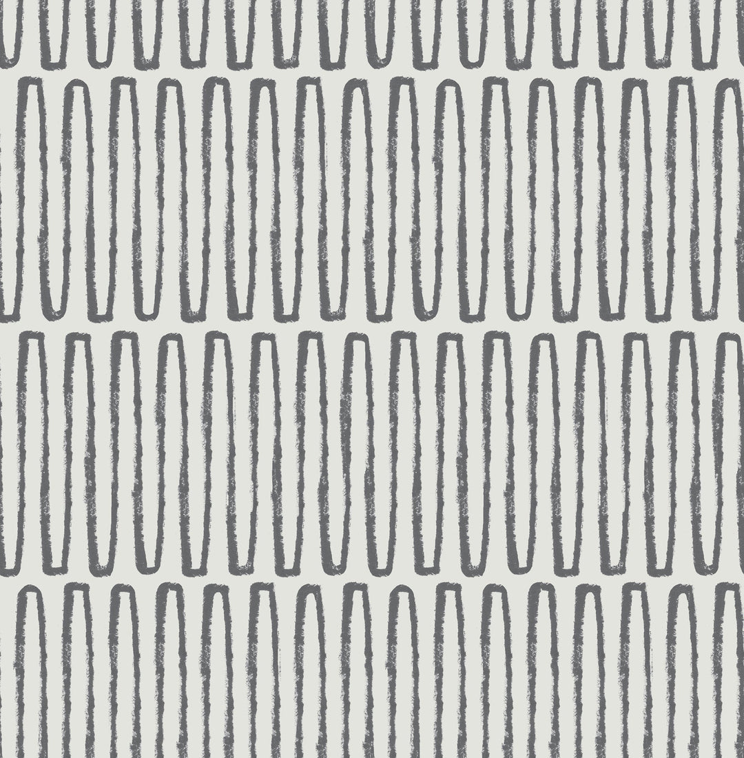Lars Charcoal Retro Wave Wallpaper by A-Street Prints Designer