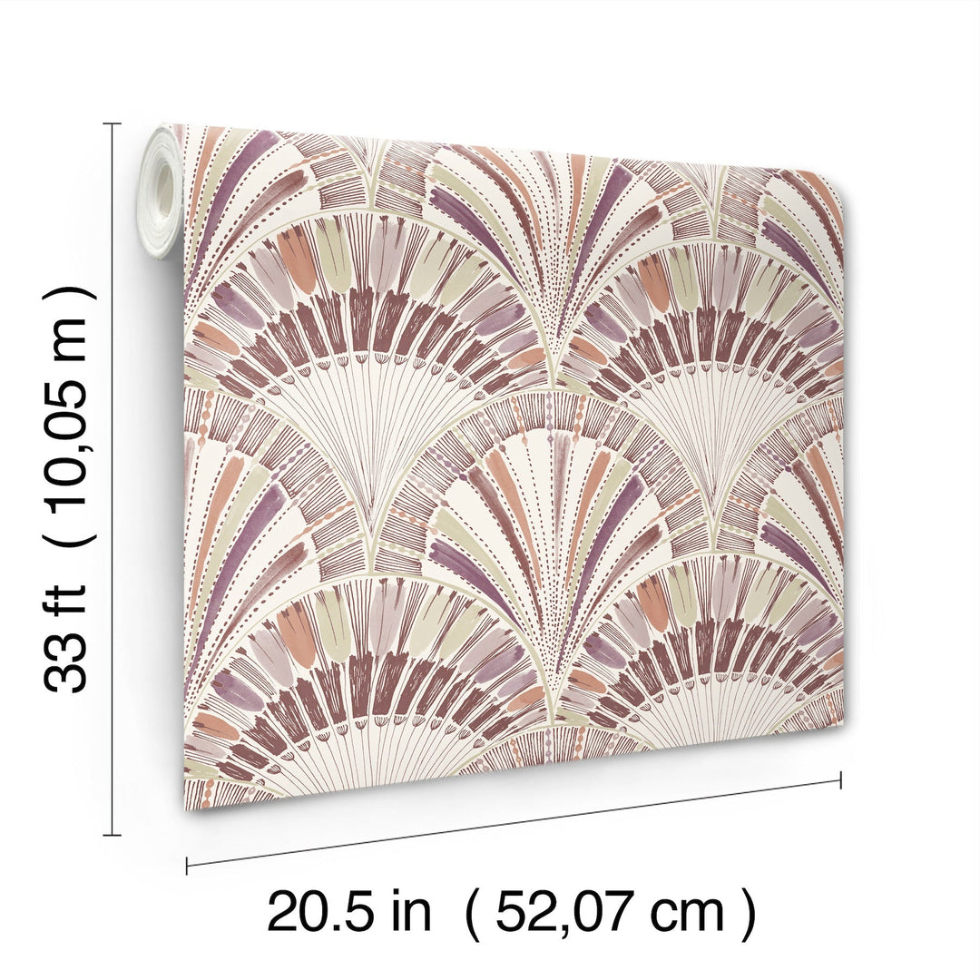 Myla Raspberry Fanning Reeds Wallpaper by A-Street Prints Designer