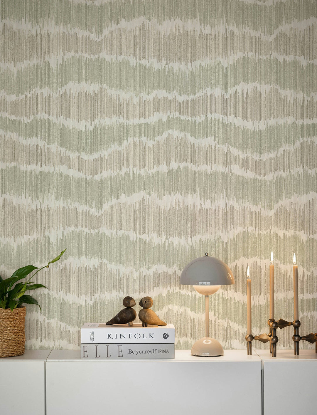 Wiggle Green Ikat Stripe Wallpaper by A-Street Prints Designer