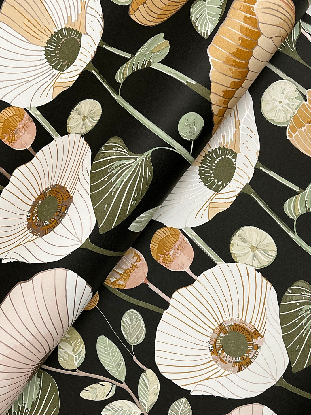 Mindra Black Floral Trail Wallpaper by A-Street Prints Designer
