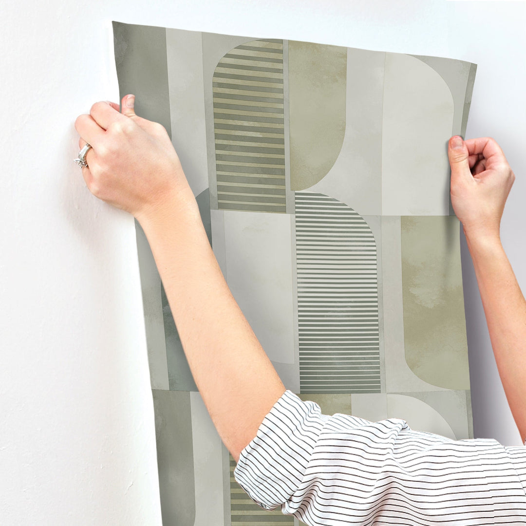 Otto Green Abstract Geometric Wallpaper by A-Street Prints Designer