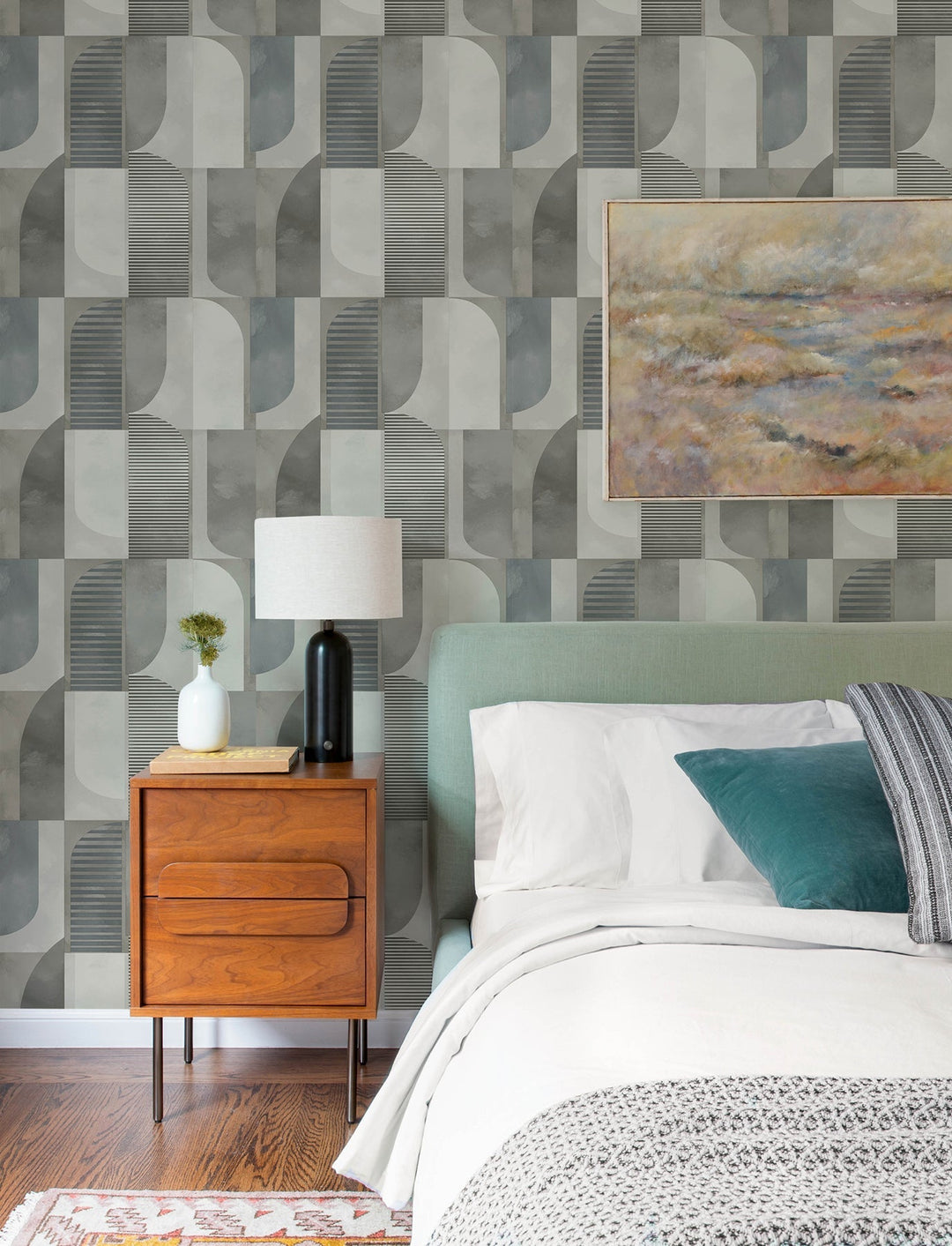 Otto Slate Abstract Geometric Wallpaper by A-Street Prints Designer