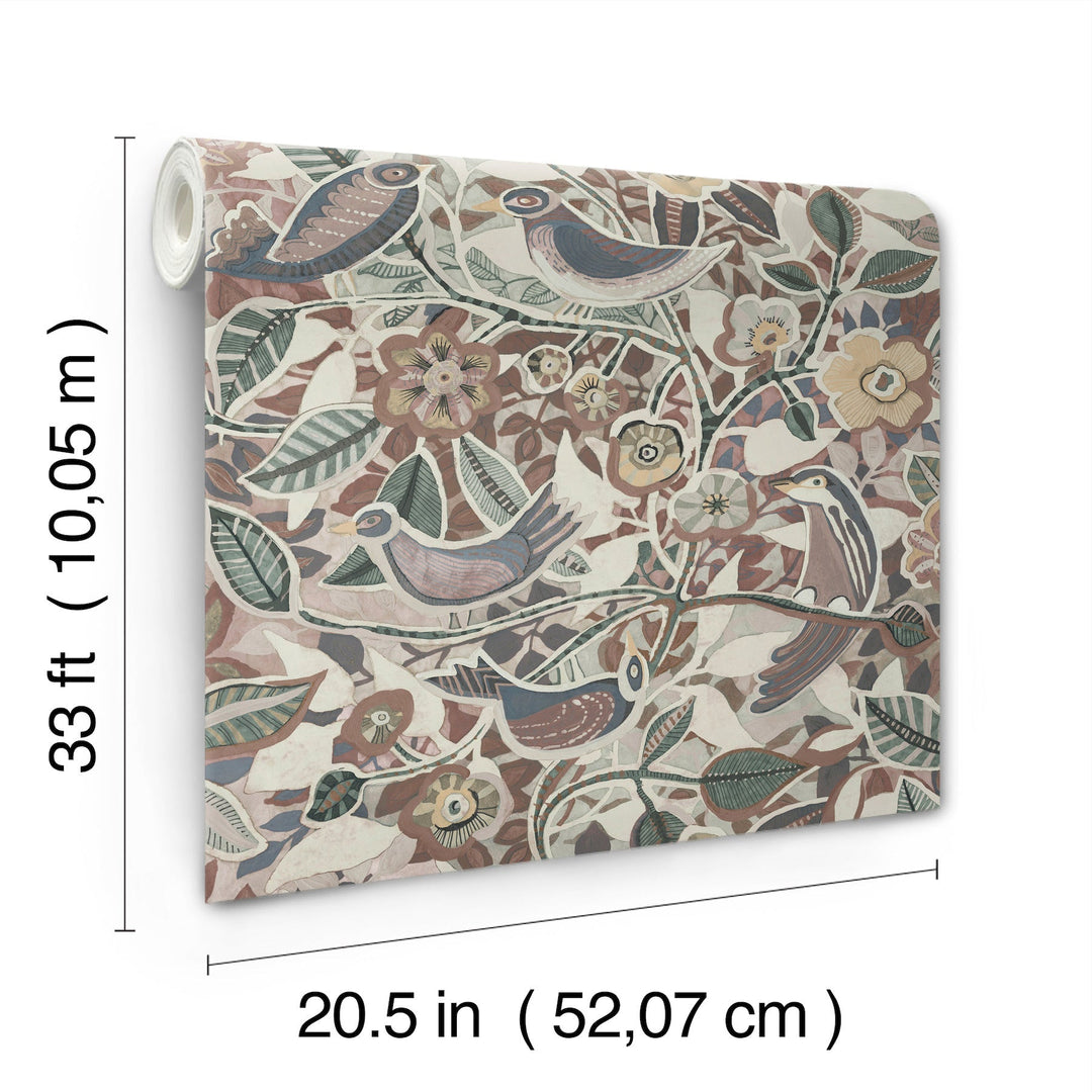 Manette Plum Birds in the Bush Wallpaper by A-Street Prints Designer