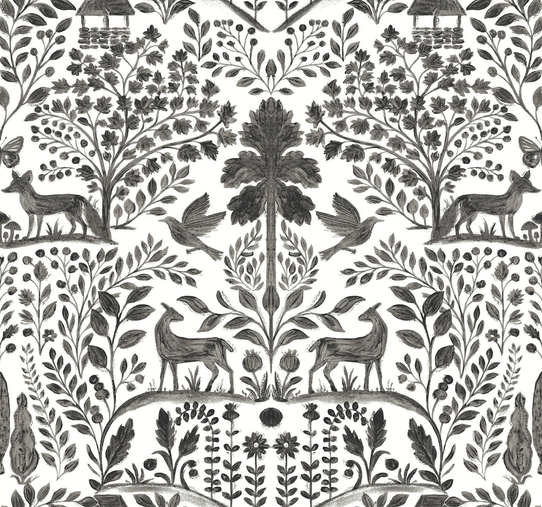 Anoki Black Scenic Woodlands Wallpaper by A-Street Prints Designer