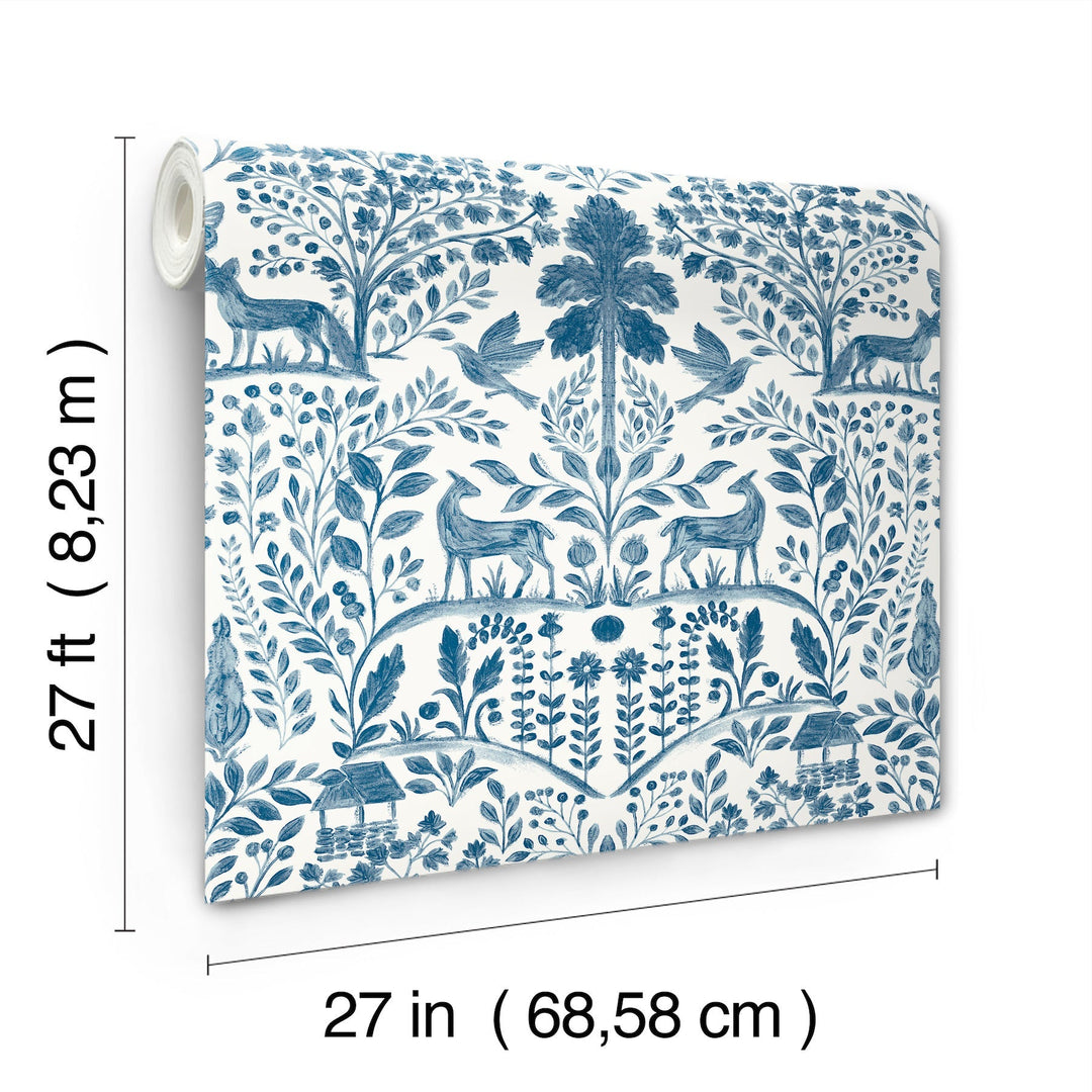 Anoki Blue Scenic Woodlands Wallpaper by A-Street Prints Designer