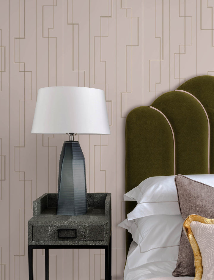 Anson Blush Deco Detailing Wallpaper by A-Street Prints Designer