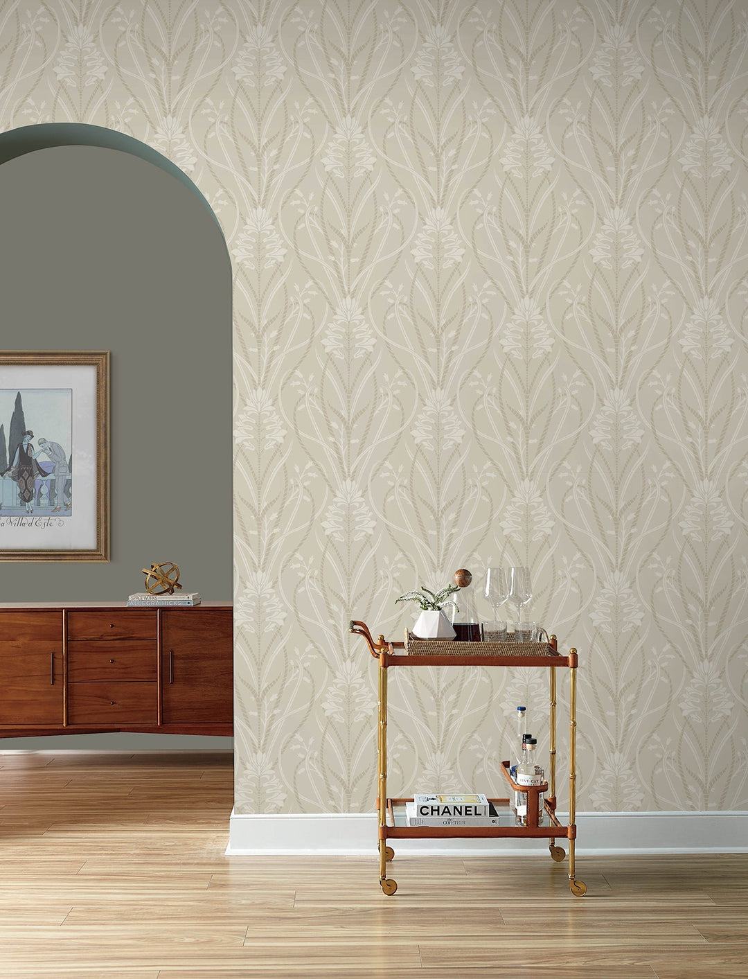 Rosalind Dove Iris Damask Wallpaper by A-Street Prints Designer