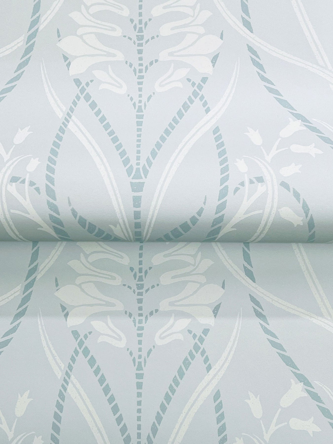 Rosalind Sky Blue Iris Damask Wallpaper by A-Street Prints Designer