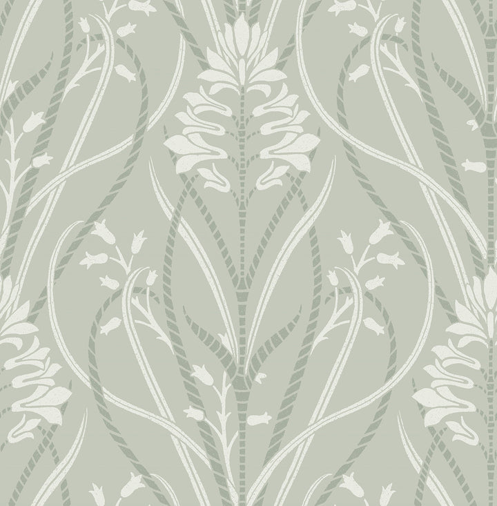 Rosalind Sage Iris Damask Wallpaper by A-Street Prints Designer