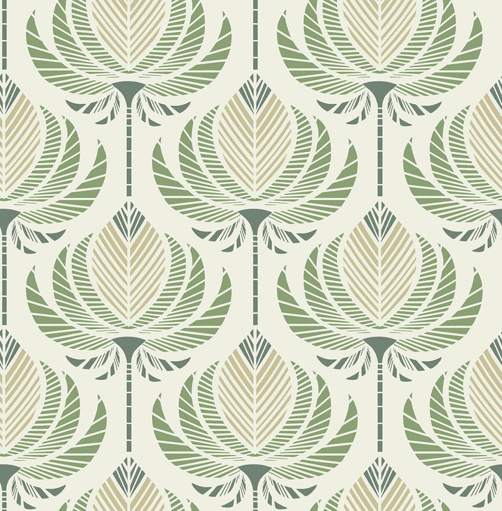 Ferrenby Green Floral Fan Wallpaper by A-Street Prints Designer