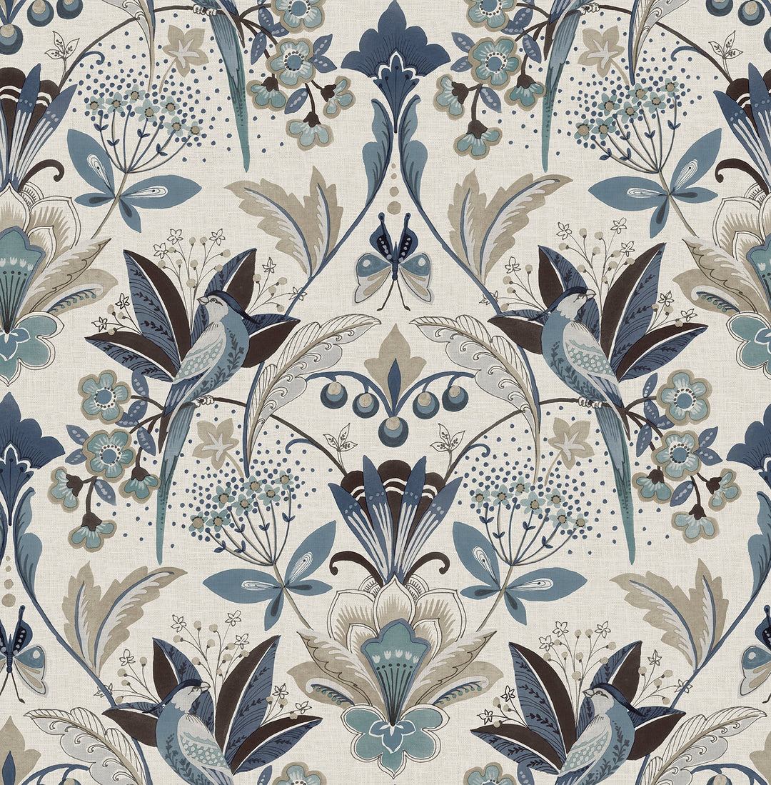 Bernadette Blue Garden Wilderness Wallpaper by A-Street Prints Designer