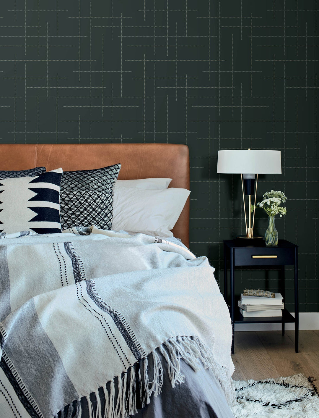 Wylie Teal Dotted Gridlines Wallpaper by A-Street Prints Designer