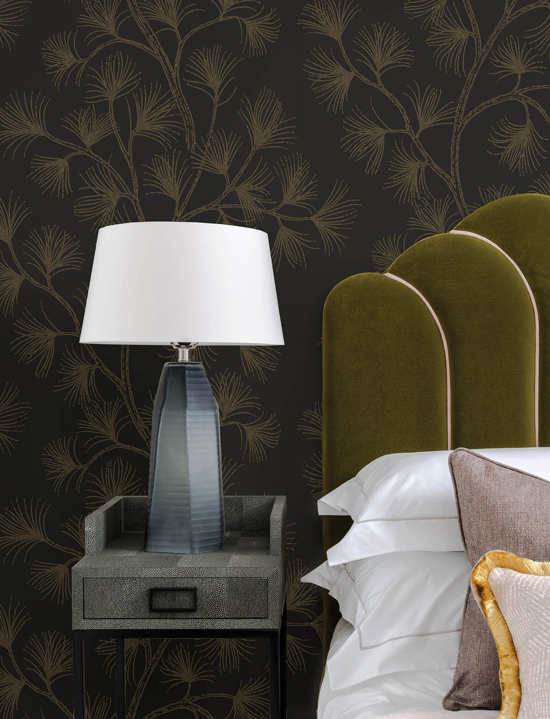 Kismine Black Botanical Trail Wallpaper by A-Street Prints Designer