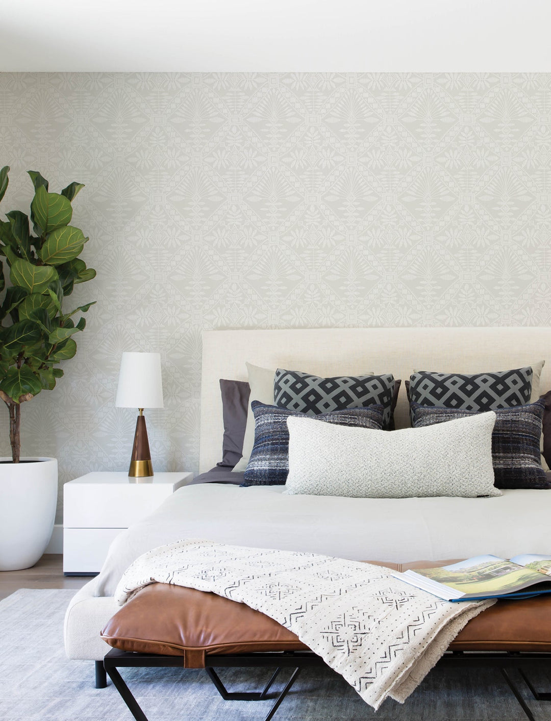 Emmarie Grey Geometric Wallpaper by Chesapeake Designer