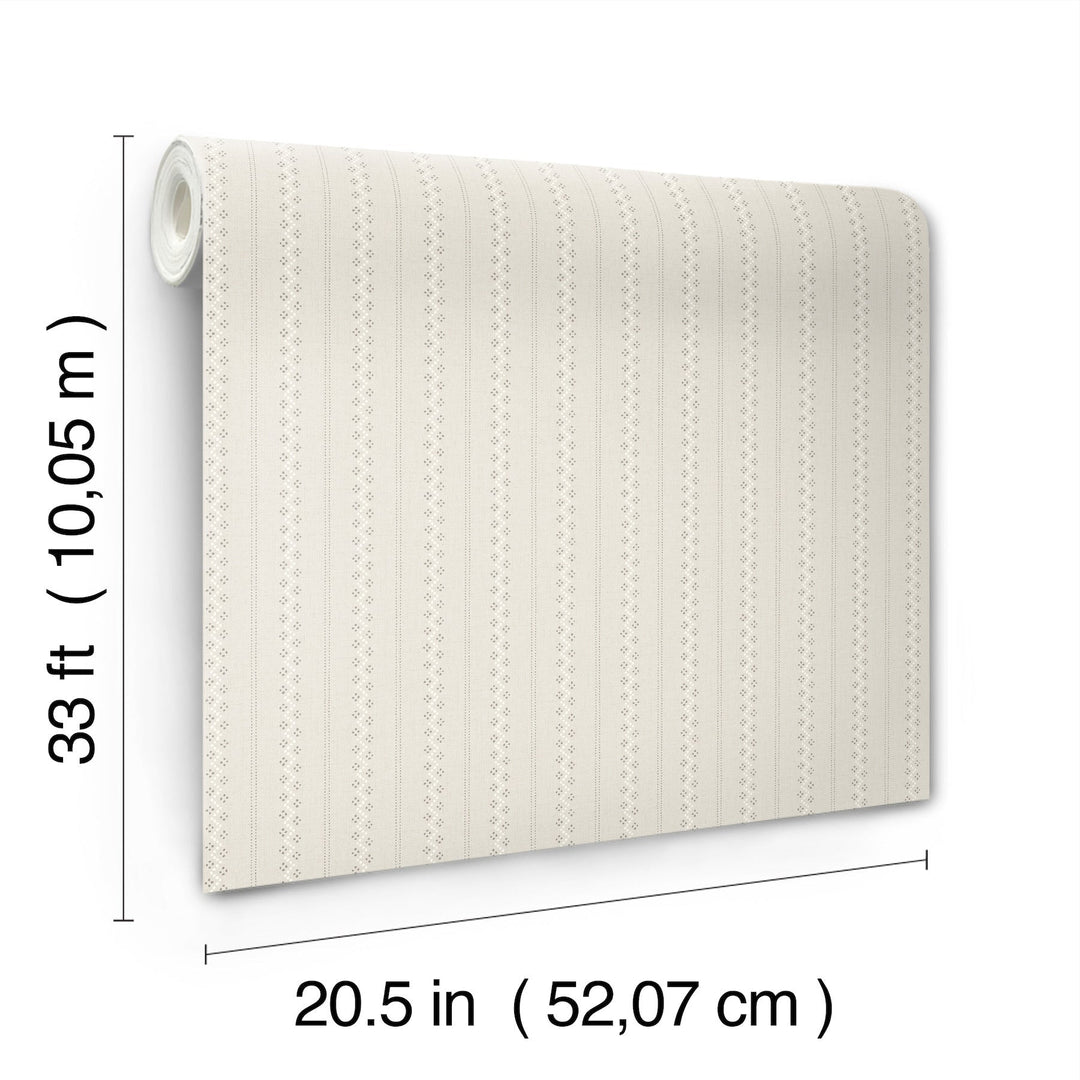 Curtis Khaki Embellished Stripe Wallpaper by Chesapeake Designer