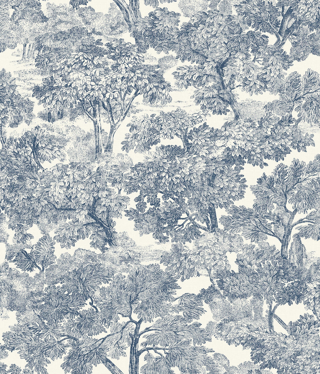 Spinney Blue Toile Wallpaper by Chesapeake Designer
