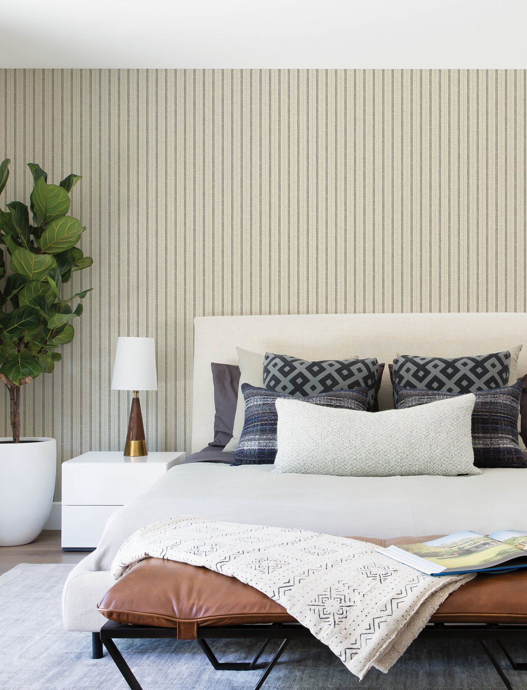 Harville Black Double Stripe Wallpaper by Chesapeake Designer