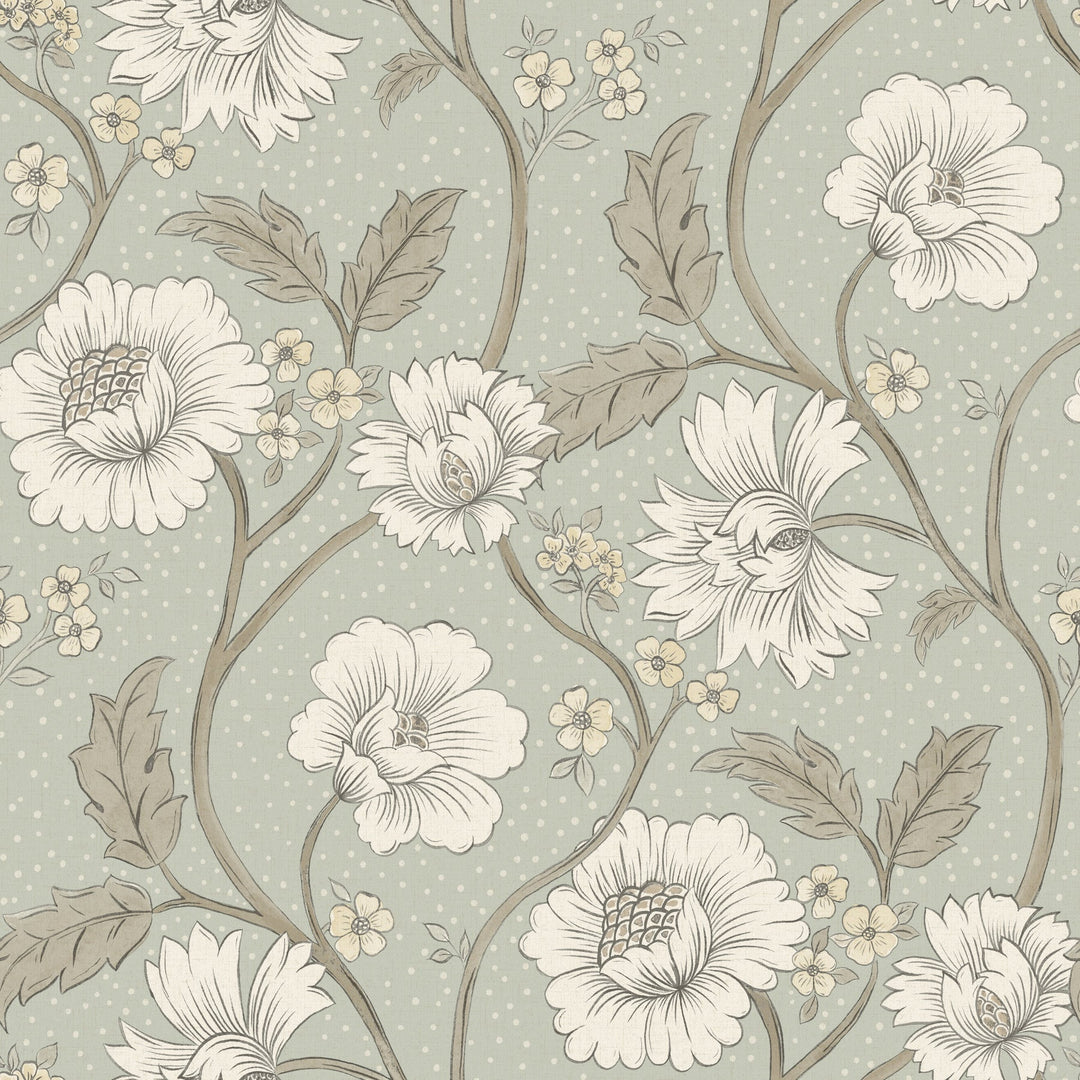 Hazel Aqua Floral Trail Wallpaper by Chesapeake Designer