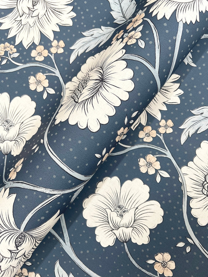 Hazel Navy Floral Trail Wallpaper by Chesapeake Designer