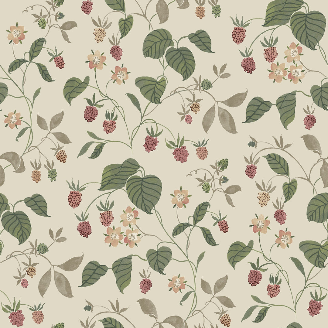 Mercy Taupe Berry Vines Wallpaper by Chesapeake Designer