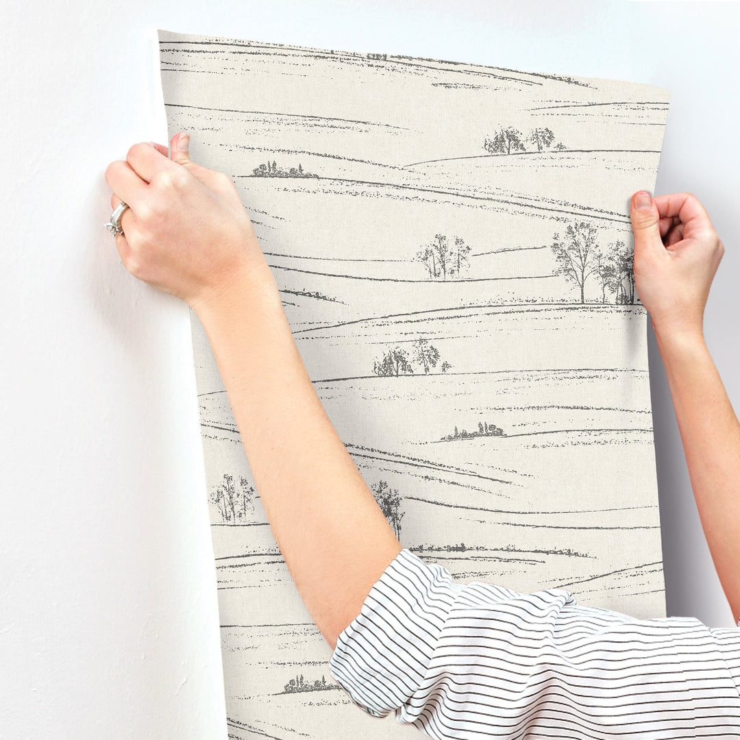 Isaac Black Rolling Hills Wallpaper by Chesapeake Designer