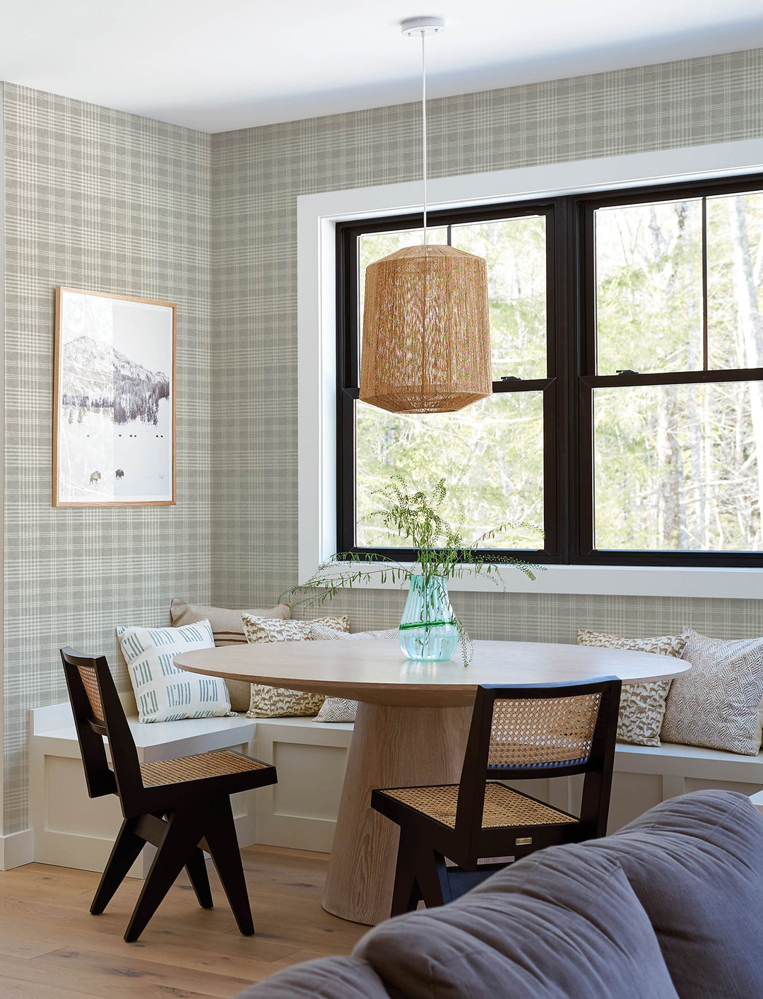 Perry Grey Plaid Wallpaper by Chesapeake Designer