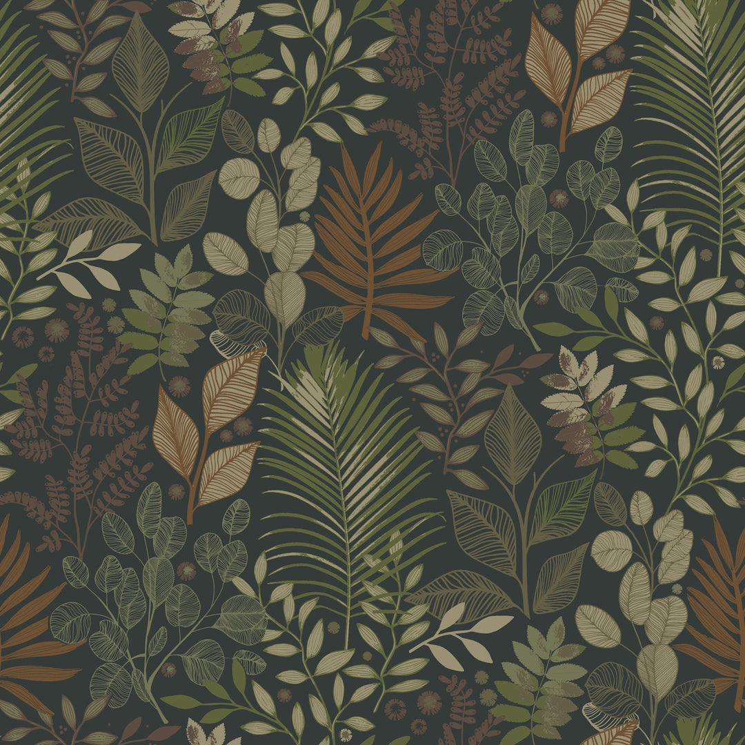 Ängslycka Black Forest Botanicals Wallpaper by A-Street Prints Designer