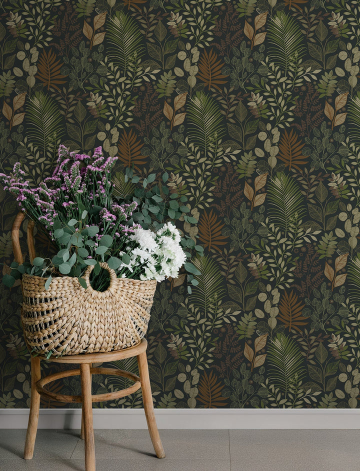Ängslycka Black Forest Botanicals Wallpaper by A-Street Prints Designer
