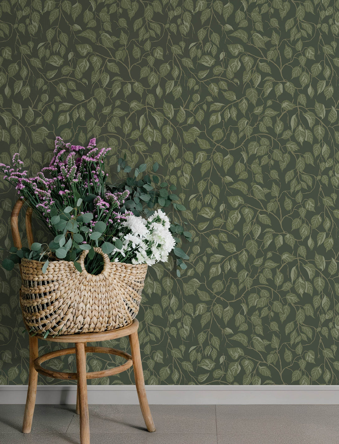 Hängbjörk Evergreen Vine Wallpaper by A-Street Prints Designer