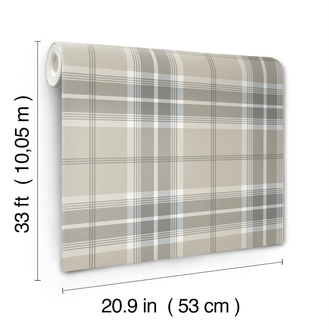 Emma Grey Plaid Wallpaper by A-Street Prints Designer