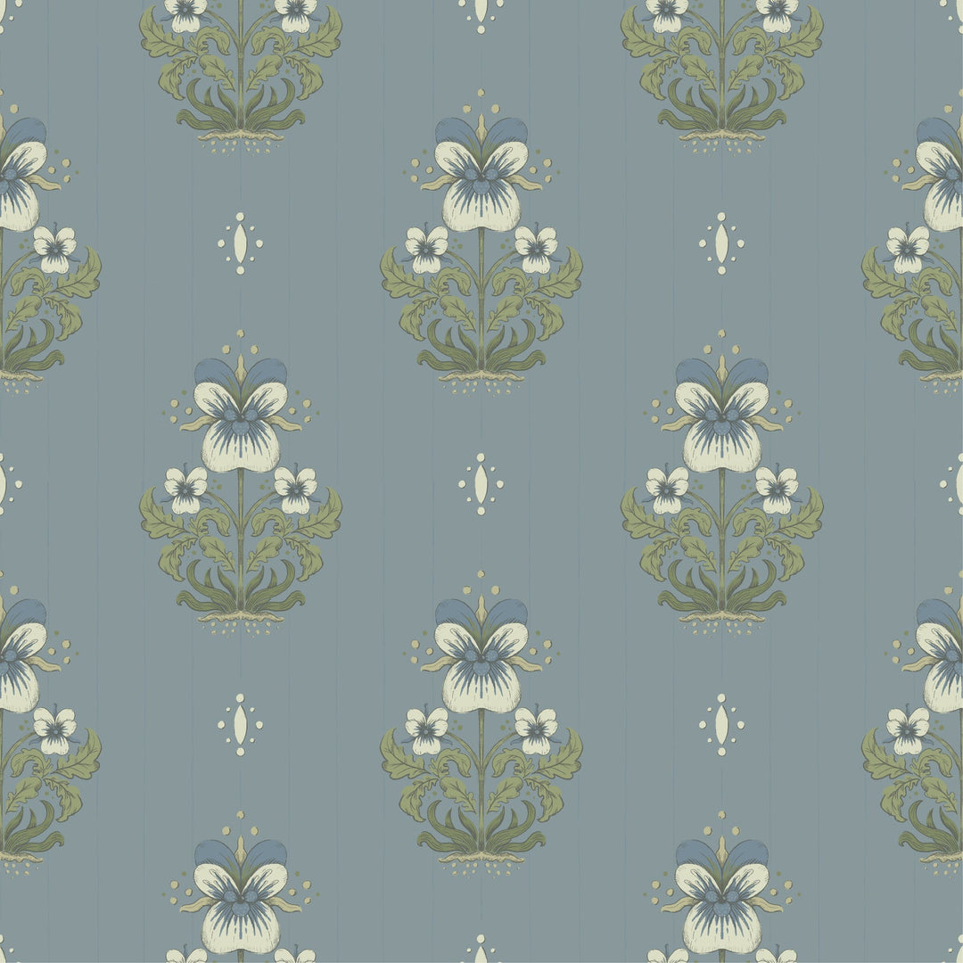 Gullvie Light Blue Pansies Wallpaper by A-Street Prints Designer