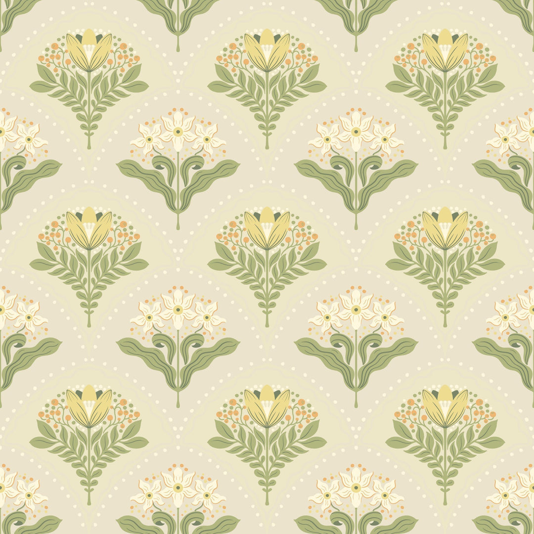 Maj Light Grey Floral Damask Wallpaper by A-Street Prints Designer