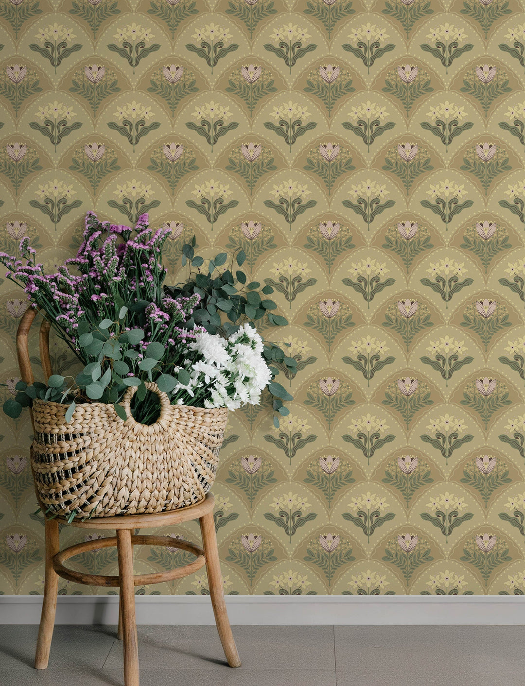 Maj Light Brown Floral Damask Wallpaper by A-Street Prints Designer