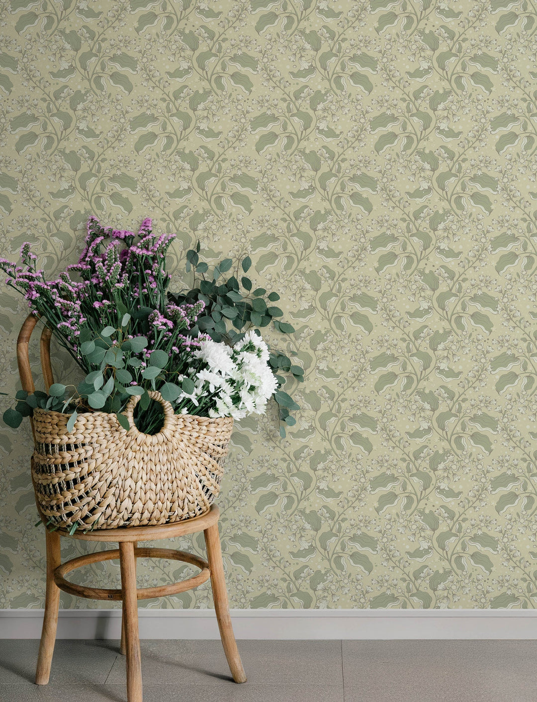 Syren Light Green Dainty Floral Wallpaper by A-Street Prints Designer