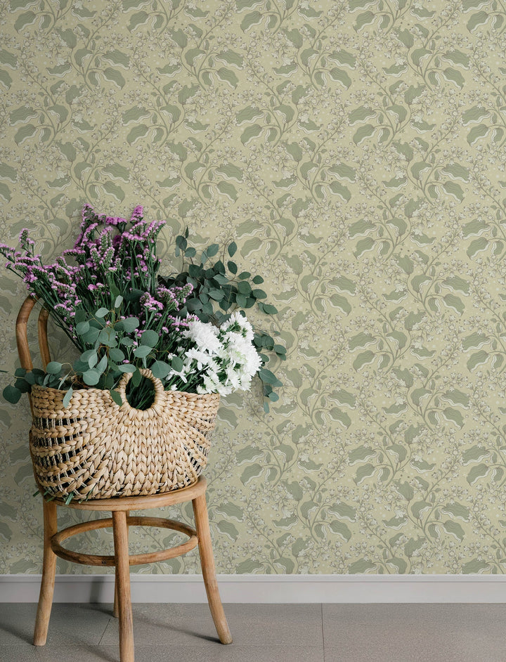 Syren Light Green Dainty Floral Wallpaper by A-Street Prints Designer
