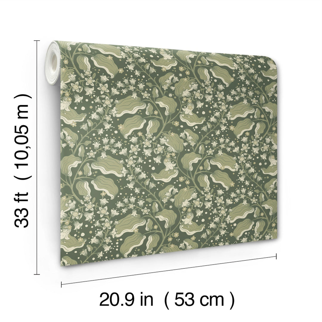 Syren Evergreen Dainty Floral Wallpaper by A-Street Prints Designer