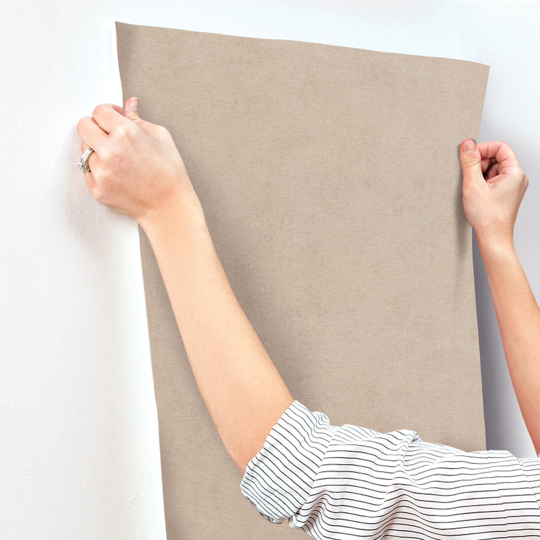Cullen Light Brown Faux Linen Wallpaper by A-Street Prints Designer