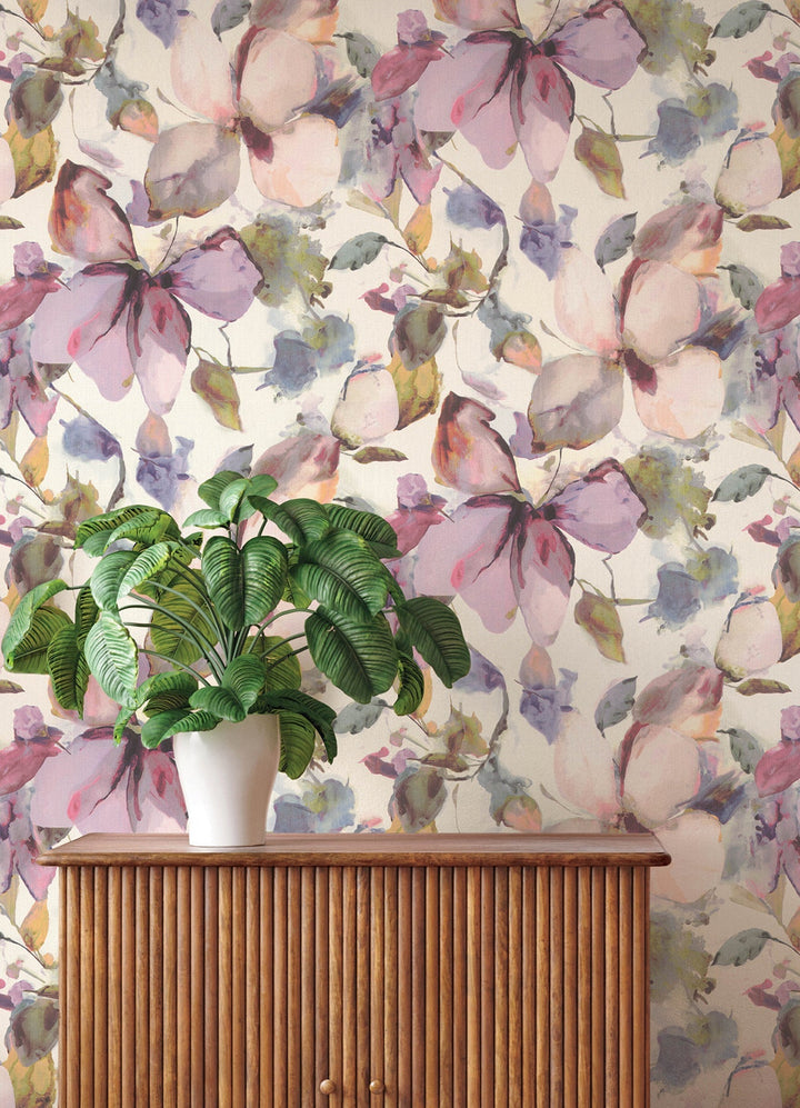 Liliana Plum Floral Wallpaper by A-Street Prints Designer