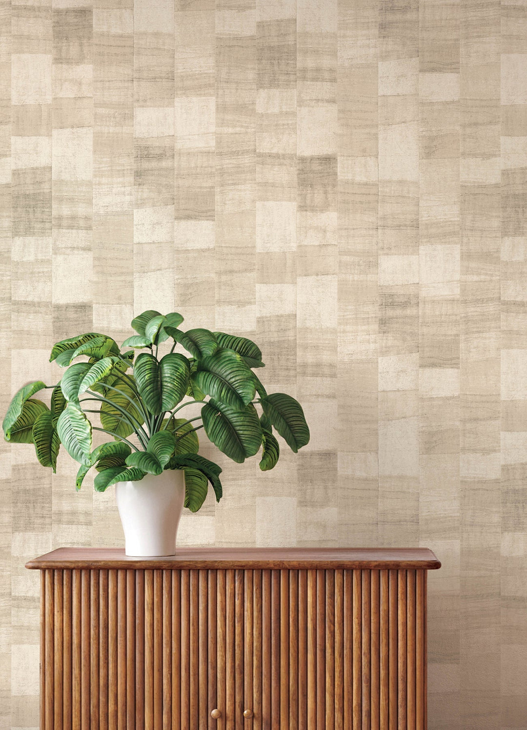 Ivo Beige Block Stripe Wallpaper by A-Street Prints Designer