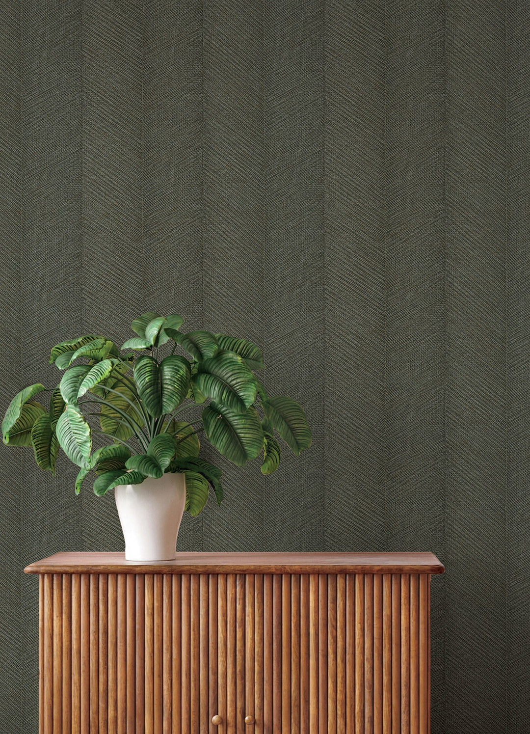 Ione Evergreen Textured Chevron Wallpaper by A-Street Prints Designer