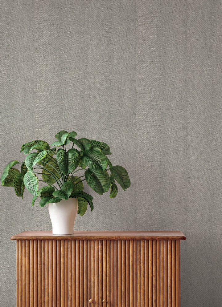 Ione Grey Textured Chevron Wallpaper by A-Street Prints Designer